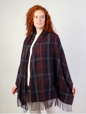 Plaid Patterned Blanket Scarf with Fringe